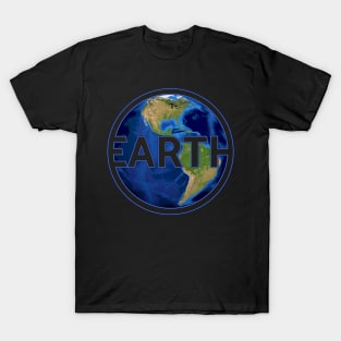 Planet earth with america. gift space idea T-Shirt